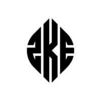 création de logo de lettre de cercle zke avec forme de cercle et d'ellipse. lettres zke ellipse avec style typographique. les trois initiales forment un logo circulaire. zke cercle emblème abstrait monogramme lettre marque vecteur. vecteur