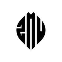 création de logo de lettre de cercle zmv avec forme de cercle et d'ellipse. lettres d'ellipse zmv avec style typographique. les trois initiales forment un logo circulaire. zmv cercle emblème abstrait monogramme lettre marque vecteur. vecteur