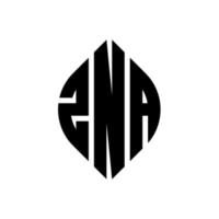 création de logo de lettre de cercle zna avec forme de cercle et d'ellipse. lettres zna ellipse avec style typographique. les trois initiales forment un logo circulaire. zna cercle emblème abstrait monogramme lettre marque vecteur. vecteur