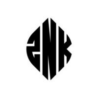 création de logo de lettre de cercle znk avec forme de cercle et d'ellipse. lettres d'ellipse znk avec style typographique. les trois initiales forment un logo circulaire. znk cercle emblème abstrait monogramme lettre marque vecteur. vecteur