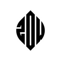 création de logo de lettre de cercle zow avec forme de cercle et d'ellipse. zow lettres ellipse avec style typographique. les trois initiales forment un logo circulaire. zow cercle emblème abstrait monogramme lettre marque vecteur. vecteur