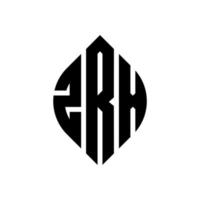 création de logo de lettre de cercle zrx avec forme de cercle et d'ellipse. lettres d'ellipse zrx avec style typographique. les trois initiales forment un logo circulaire. zrx cercle emblème abstrait monogramme lettre marque vecteur. vecteur