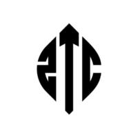 création de logo de lettre de cercle ztc avec forme de cercle et d'ellipse. lettres ztc ellipse avec style typographique. les trois initiales forment un logo circulaire. ztc cercle emblème abstrait monogramme lettre marque vecteur. vecteur