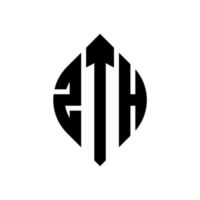 création de logo de lettre de cercle zth avec forme de cercle et d'ellipse. zème lettres d'ellipse avec style typographique. les trois initiales forment un logo circulaire. zth cercle emblème abstrait monogramme lettre marque vecteur. vecteur