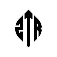 création de logo de lettre de cercle ztr avec forme de cercle et d'ellipse. lettres ztr ellipse avec style typographique. les trois initiales forment un logo circulaire. ztr cercle emblème abstrait monogramme lettre marque vecteur. vecteur