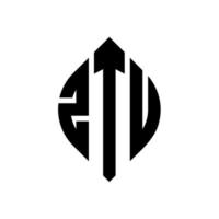 création de logo de lettre de cercle ztu avec forme de cercle et d'ellipse. lettres ztu ellipse avec style typographique. les trois initiales forment un logo circulaire. ztu cercle emblème abstrait monogramme lettre marque vecteur. vecteur