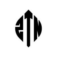 création de logo de lettre de cercle ztn avec forme de cercle et d'ellipse. lettres ztn ellipse avec style typographique. les trois initiales forment un logo circulaire. ztn cercle emblème abstrait monogramme lettre marque vecteur. vecteur