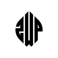 création de logo de lettre de cercle zwp avec forme de cercle et d'ellipse. lettres zwp ellipse avec style typographique. les trois initiales forment un logo circulaire. zwp cercle emblème abstrait monogramme lettre marque vecteur. vecteur