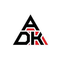 création de logo de lettre triangle adk avec forme de triangle. monogramme de conception de logo triangle adk. modèle de logo vectoriel triangle adk avec couleur rouge. logo triangulaire adk logo simple, élégant et luxueux.