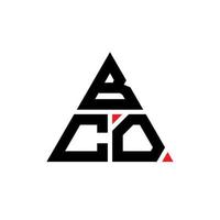 création de logo de lettre bco triangle avec forme de triangle. monogramme de conception de logo triangle bco. modèle de logo vectoriel triangle bco avec couleur rouge. bco logo triangulaire logo simple, élégant et luxueux.