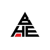 création de logo de lettre bhe triangle avec forme de triangle. monogramme de conception de logo bhe triangle. modèle de logo vectoriel triangle bhe avec couleur rouge. bhe logo triangulaire logo simple, élégant et luxueux.