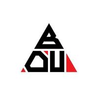 création de logo de lettre bou triangle avec forme de triangle. monogramme de conception de logo triangle bou. modèle de logo vectoriel triangle bou avec couleur rouge. bou logo triangulaire logo simple, élégant et luxueux.