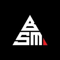 création de logo de lettre triangle bsm avec forme de triangle. monogramme de conception de logo triangle bsm. modèle de logo vectoriel triangle bsm avec couleur rouge. logo triangulaire bsm logo simple, élégant et luxueux.