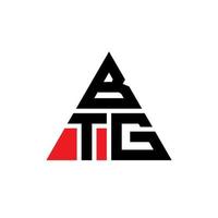création de logo de lettre triangle btg avec forme de triangle. monogramme de conception de logo triangle btg. modèle de logo vectoriel triangle btg avec couleur rouge. logo triangulaire btg logo simple, élégant et luxueux.