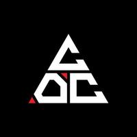 création de logo de lettre triangle coc avec forme de triangle. monogramme de conception de logo triangle coc. modèle de logo vectoriel triangle coc avec couleur rouge. coc logo triangulaire logo simple, élégant et luxueux.