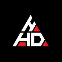 création de logo de lettre triangle hhd avec forme de triangle. monogramme de conception de logo triangle hhd. modèle de logo vectoriel triangle hhd avec couleur rouge. logo triangulaire hhd logo simple, élégant et luxueux.