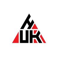 création de logo de lettre triangle huk avec forme de triangle. monogramme de conception de logo triangle huk. modèle de logo vectoriel triangle huk avec couleur rouge. logo triangulaire huk logo simple, élégant et luxueux.