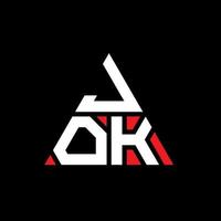 création de logo de lettre jok triangle avec forme de triangle. monogramme de conception de logo triangle jok. modèle de logo vectoriel triangle jok avec couleur rouge. logo triangulaire jok logo simple, élégant et luxueux.