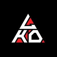 création de logo de lettre triangle lko avec forme de triangle. monogramme de conception de logo triangle lko. modèle de logo vectoriel triangle lko avec couleur rouge. logo triangulaire lko logo simple, élégant et luxueux.