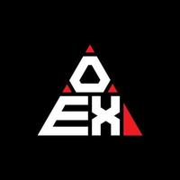 création de logo de lettre triangle oex avec forme de triangle. monogramme de conception de logo triangle oex. modèle de logo vectoriel triangle oex avec couleur rouge. logo triangulaire oex logo simple, élégant et luxueux.