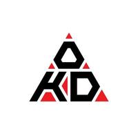 création de logo de lettre triangle okd avec forme de triangle. monogramme de conception de logo triangle okd. modèle de logo vectoriel triangle okd avec couleur rouge. logo triangulaire okd logo simple, élégant et luxueux.