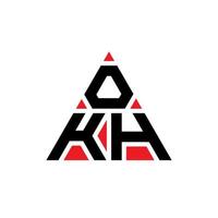 création de logo de lettre triangle okh avec forme de triangle. monogramme de conception de logo triangle okh. modèle de logo vectoriel triangle okh avec couleur rouge. logo triangulaire okh logo simple, élégant et luxueux.