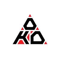 création de logo de lettre triangle oko avec forme de triangle. monogramme de conception de logo triangle oko. modèle de logo vectoriel triangle oko avec couleur rouge. logo triangulaire oko logo simple, élégant et luxueux.