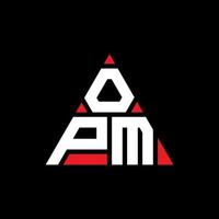 création de logo de lettre triangle opm avec forme de triangle. monogramme de conception de logo triangle opm. modèle de logo vectoriel triangle opm avec couleur rouge. logo triangulaire opm logo simple, élégant et luxueux.