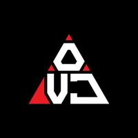 création de logo de lettre triangle ovj avec forme de triangle. monogramme de conception de logo triangle ovj. modèle de logo vectoriel triangle ovj avec couleur rouge. logo triangulaire ovj logo simple, élégant et luxueux.