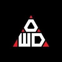 création de logo de lettre triangle owd avec forme de triangle. monogramme de conception de logo triangle owd. modèle de logo vectoriel triangle owd avec couleur rouge. owd logo triangulaire logo simple, élégant et luxueux.