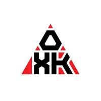 création de logo de lettre triangle oxk avec forme de triangle. monogramme de conception de logo triangle oxk. modèle de logo vectoriel triangle oxk avec couleur rouge. logo triangulaire oxk logo simple, élégant et luxueux.