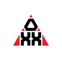création de logo de lettre triangle oxx avec forme de triangle. monogramme de conception de logo triangle oxx. modèle de logo vectoriel triangle oxx avec couleur rouge. logo triangulaire oxx logo simple, élégant et luxueux.