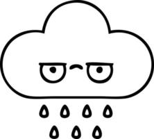 dessin au trait dessin animé nuage de pluie vecteur