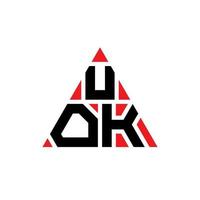 création de logo de lettre triangle uok avec forme de triangle. monogramme de conception de logo triangle uok. modèle de logo vectoriel triangle uok avec couleur rouge. logo triangulaire uok logo simple, élégant et luxueux.