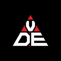 création de logo de lettre triangle vde avec forme de triangle. monogramme de conception de logo triangle vde. modèle de logo vectoriel triangle vde avec couleur rouge. vde logo triangulaire logo simple, élégant et luxueux.