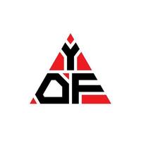 création de logo de lettre triangle yof avec forme de triangle. monogramme de conception de logo triangle yof. modèle de logo vectoriel triangle yof avec couleur rouge. yof logo triangulaire logo simple, élégant et luxueux.