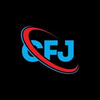 logo cfj. lettre cfj. création de logo de lettre cfj. initiales logo cfj liées avec un cercle et un logo monogramme majuscule. typographie cfj pour la technologie, les affaires et la marque immobilière. vecteur