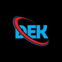 logo de dec. lettre de dek. création de logo de lettre de dek. initiales logo dek liées avec un cercle et un logo monogramme majuscule. typographie dek pour la technologie, les affaires et la marque immobilière. vecteur