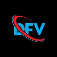 logo DFV. lettre dfv. création de logo de lettre dfv. initiales logo dfv liées avec un cercle et un logo monogramme majuscule. typographie dfv pour la technologie, les affaires et la marque immobilière. vecteur