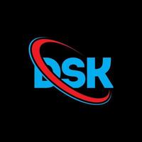 logo dsk. lettre dsk. création de logo de lettre dsk. initiales logo dsk liées par un cercle et un logo monogramme majuscule. typographie dsk pour la technologie, les affaires et la marque immobilière. vecteur