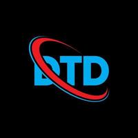 logo ddt. lettre ddt. création de logo de lettre dtd. initiales logo dtd liées par un cercle et un logo monogramme majuscule. typographie dtd pour la technologie, les affaires et la marque immobilière. vecteur