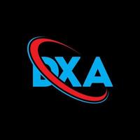 logo DXA. lettre dxa. création de logo de lettre dxa. initiales logo dxa liées avec un cercle et un logo monogramme majuscule. typographie dxa pour la marque technologique, commerciale et immobilière. vecteur