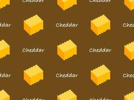 modèle sans couture de personnage de dessin animé de fromage cheddar sur fond jaune. style de pixels vecteur