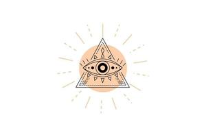 Oeil qui voit tout . franc-maçon et spirituel, illuminati et religion, triangle magique vecteur