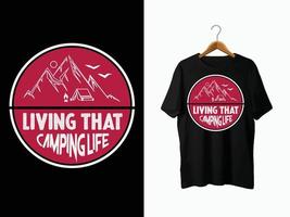 conception de t-shirts de camping. vecteur