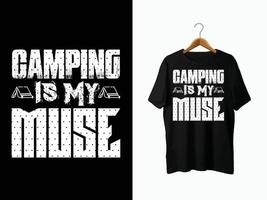 conception de t-shirts de camping. vecteur