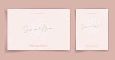 carte de mariage naturel ou carte d'invitation sur fond rose style élégant et luxueux. Sentez-vous frais avec des feuilles et un thème naturel. vecteur