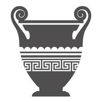 silhouette de vase grec. ancienne amphore et pot à motif de méandres. illustration de glyphe. terre cuite céramique faïence. vecteur. vecteur