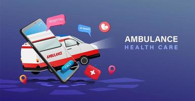 ambulance flottante et affiche de soins de santé de téléphone portable