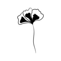 illustration d'une fleur, silhouette d'une brindille avec des fleurs et des feuilles. illustration vectorielle. imprimé floral vecteur